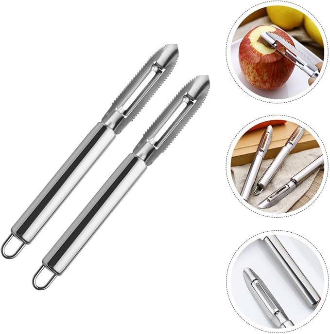 2pcs Stainless Steel Peeler and Multifunctional Vegetable Cutter with Grater Blades Kitchen Gadget for Fruit and Potato Peeling Household Use