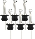 6 Pcs Oil Spout Liquor Bottle Pourer Spouts Stainless Steel Speed Pour Spouts for Olive Oil Dispenser Spout for About 3/4" Bottle Mouth, with Flip Top