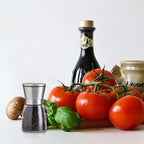 Salt and Pepper Grinder Short Size - Black Pepper,Herb Shakers Mill Refillable Manual - Stainless Steel Lid - Adjustable Coarseness - Glass Material- Fits in Home,Kitchen,Barbecue