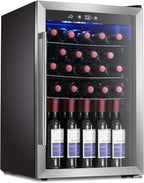 Antarctic Star Wine Cooler/Cabinet Drink Refrigerator Fridge, 36 Bottle Freestanding Wine Chiller with Stainless Steel, Double-Layer Glass Door Touch Screen for Home Office/Bar, 4.4Cu.Ft., Silver