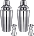 Umigy Cocktail Shaker Set Martini Shaker Bulk Stainless Steel Martini Mixer with Strainer and Double Measuring Jigger for Bar Party Home Use Wine Bar(18 Oz/ 550 ml,2 Packs)