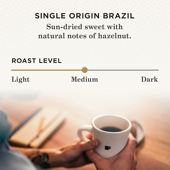 Peet's Coffee, Medium Roast Keurig K-Cup Pods - Single Origin Brazil 32 Count (1 Box of 32 K-Cup Pods)
