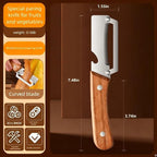 Multi Functional Premium Vegetable Peeler with Wooden Handle and Bottle Opener Stainless Steel Blade Kitchen Tool for Fruit Potato Pumpkin Papaya