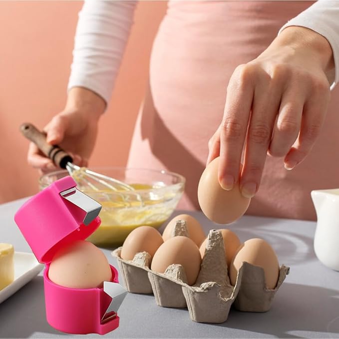 Egg Shell Opener, 2025 New Egg Cracker Tool for Raw Eggs, Stainless Eggs Peeling Tool Kitchen Gadgets, Eggshell Breaker for Hard Boiled Eggs (Pink)