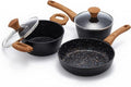 3-Piece Nonstick Cookware Set, 8.5 Inch Frying Pan & 2 Pots with Lids | PFAS & PFOA Free Non-Toxic Coating | Induction Compatible, Dishwasher Safe | Pots and Pans Set for Beginner Kitchen