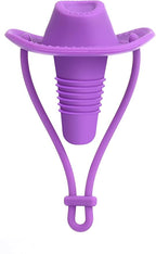 Silicone Wine Stopper Cute Wine Accessories Reusable Sealing plug Fun Cowboy Hat bottle Seals keep wine fresh Gifts for Wine Collector replacement Corks (Purple+Pink)
