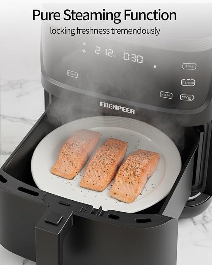 Steam Air Fryer, Self Cleaning Smart Air Fryers, with Visible Window, 1700W High Power Airfryer, 7.5 QT for Family of 4-6, Whisper Quiet Technology, 12-in-1Presets, Dishwasher Safe Non Stick Basket