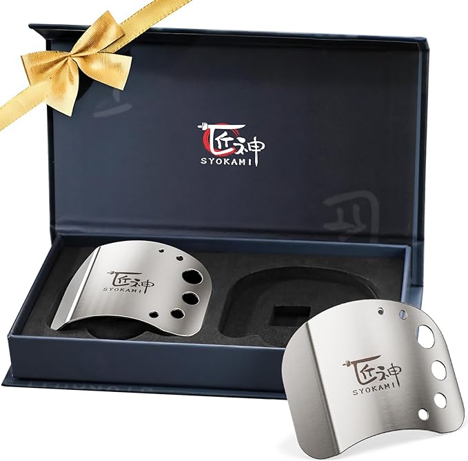 Finger Guards for Cutting Food, Protects Women’s Fingers and Nails, Ideal Gift for Her, Mom or Wife, 2 Stainless Steel Finger Protectors with Herb Stripper, Adjustable Size