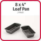 GoodCook Nonstick Loaf Pan 8 x 4-Inch Heavy-Duty Steel Bakeware with Easy-Clean Non-Stick Coating,Oven & Dishwasher Safe Pan for Meatloaf Breads Lasagnas Casseroles & More,Set of 2,Gray,(Pack of 12)