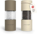 LARS NYSØM Salt and Pepper Grinder Set, Manual Salt and Pepper Mills with Adjustable Ceramic Grinder, Design Spice Shaker Set (Brown/Beige)