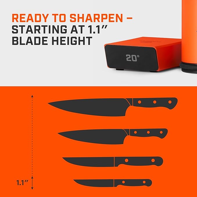 TUMBLER Pro Rolling Knife Sharpener™ - Knife Sharpening Made Easy - Ultimate Gift for Father's Day - Kit with Removable Disc System - 4-Layer Diamond Sharpening Disc & EdgeBoost Ceramic Disc (Orange)