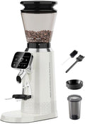 Tuni G2 Conical Burr Coffee Grinder, 70 Grind Settings Anti-static Burr Mill, Precision Electronic Timer and LED Touchscreen for Espresso/Drip/Cold Brew/French Press, Stainless Steel, Ivory