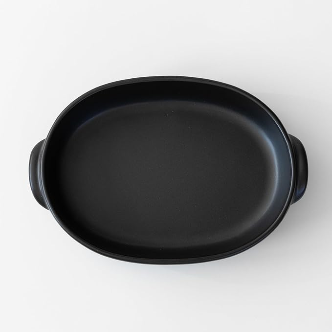 Banko Ware Au Gratin Dish, Large, Diameter Approx. 11.8 inches (30 cm), Heat Resistant, Pottery, Oven Safe, Direct Fire, Microwave and Dishwasher Safe, Black, Made in Japan