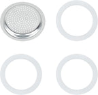 Silicone Sealing Ring Aluminum Replacement Filter 1 Cup For Stove Top Espresso Maker Replacement Filler Parts Set Includes 1 Filter and 3 Upgraded Silicone Fings