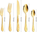 Gold Silverware Set for 12, 60-Piece Stainless Steel Flatware Set, Shiny Gold Metal Cutlery Set, Include Spoon, Fork and Knife Set, Dishwasher Safe