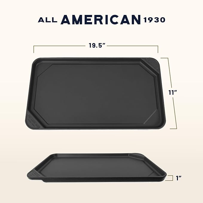 All American 1930 - Ultimate Flat Griddle with Ceramic Non-Stick Coating - Berry Blue - Durable & PFAS Free - For Easy, Prep, Cooking, & Cleaning - Made in the USA