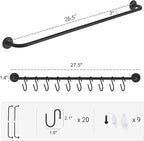 Mkono Mug Holder Wall Mounted Coffee Cup Rack Hanger Modern Metal with 20 Mug Hooks Rustic Utensil Tea Cups Storage Organizer for Kitchen Dining Room Coffee Bar, Set of 2, Black
