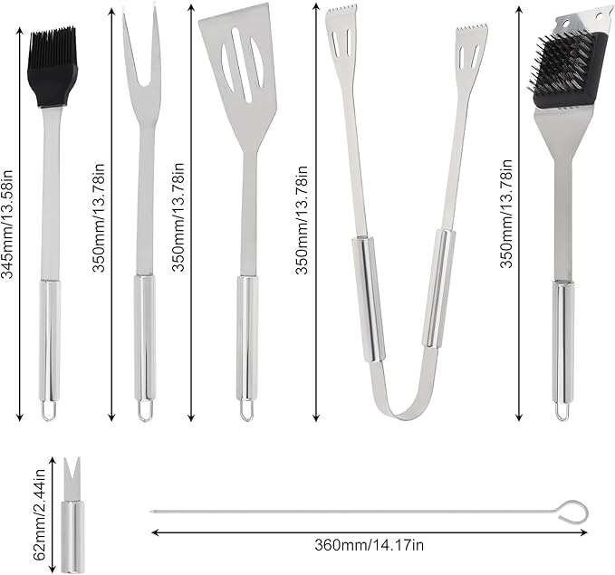 BBQ Grill Accessories Set, 20Pcs Barbecue Grill Tools, Stainless Steel BBQ Utensil Kit with Case for Smoker Camping, Great Choice for Outdoor Kitchen Cooking, Gift for Thanksgiving Day, Christmas