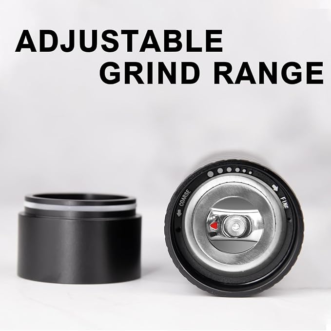 Pepper Grinder, Homnoble Professional Grade Pepper Grinder, Heavy Duty Pepper Mill, Refillable Aluminum Manual Pepper Mill with Adjustable Coarseness and Stainless Steel Blade