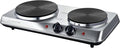 OVENTE Electric Countertop Double Burner, 1700W Cooktop with 7.25" and 6.10" Cast Iron Hot Plates, Temperature Control, Portable Cooking Stove and Easy to Clean Stainless Steel Base, Silver BGS102S