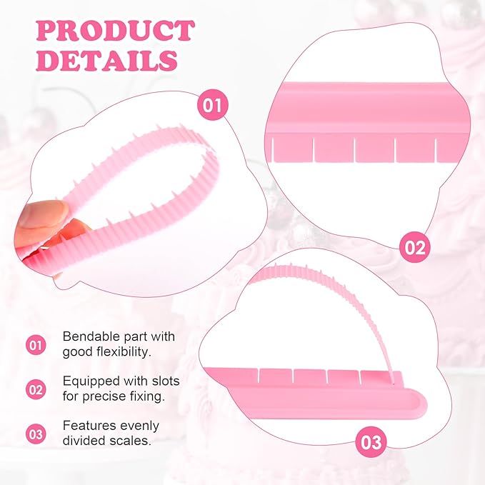 4pcs Cake Decorating Tools，Cake Arch Guide Tool & Essential Cake Tools – Includes Arch Ruler,Flip Ruler for Birthday/Wedding Cake Decor, Fits Various Cakes，for Home Bake