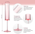 6 Pieces Acrylic Pink Champagne Flutes 5.4 OZ Square Champagne Glasses Stemmed Coupes Reusable Wedding Toasting Glasses Rose Bride Wine Glasses For Birthday Party Wedding Anniversary Christmas