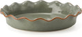 SIDUCAL Ceramic Pie Pan for Baking[10.5 inch],Reusable NonStick Ceramic Pie Plate with Ruffled Edge,Deep and Fluted Pie Dish for Apple Pie,Quiche,Pot Pies, Tart, etc（Green）