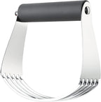 Spring Chef Large Gray Dough Blender For Baking, Heavy Duty Dough Cutter Tool, Stainless Steel Manual Pastry Cutter Tool with Sharp Blades, Dishwasher Safe Pastry Blender for Easy Mixing