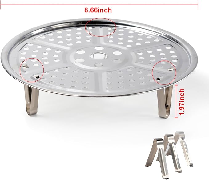 Steamer Rack, Premium Stainless Steel Steamers Rack with Removable Stand, 8.7 Inches Pot Steaming Tray for Steamer Cookware Instant Pressure Cooker