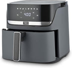 TRU 6-Quart Digital Air Fryer by Select Brands - Family Size, One-Touch Control, 8 Presets - Air Fry Chicken, Meat, Veggies, Fries - Nonstick Pot and Crisping Tray, Auto Shut Off, Matte Gray