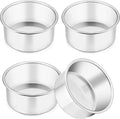 TeamFar 4 Inch Cake Pan Set of 4, Stainless Steel Mini Round Layer Cake Baking Pans Tins Set, For Baking Steaming Serving, Healthy & Sturdy, Mirror Finish & Dishwasher Safe