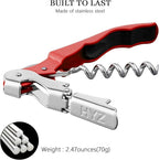 HYZ 2-Pack Wine Opener Waiter Corkscrew, Professional Wine Key for Servers, Bartender with Foil Cutter, Manual Wine Bottle Opener Double Hinged (Red)
