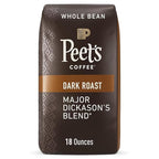 Peet's Coffee, Dark Roast Whole Bean Coffee - Major Dickason's Blend 18 Ounce Bag