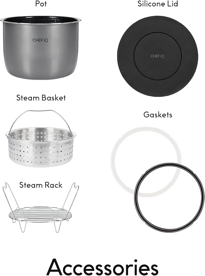 CHEF iQ Smart Pressure Cooker with WiFi and Built-in Scale - Easy-to-Use 10-in-1 Multicooker with 500+ Guided Recipes - Rice Cooker, Slow Cooker, Instant Meals for Foodies - 6 Quart - Family Size