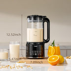50OZ Nut Milk Maker Machine, TER 10-in-1 Soy Milk Maker for Almond/Oat/Soy Milk, Juice, Milkshake, Rice Paste, Auto Clean/24H Preset Time/12H Keep Warm, with 7 Accessories, Black