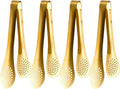 9 Inch Gold Buffet Tongs Set of 4, Stainless Steel Food Serving Utensils Tong for Cooking, Salad, Barbecue, Buffet, Toast
