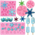 4 Pieces 3D Snowflake Silicone Mold Winter Snowflake Fondant Silicone Mold for Cake Cupcake Decoration Polymer Clay Crafting Projects