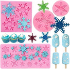 4 Pieces 3D Snowflake Silicone Mold Winter Snowflake Fondant Silicone Mold for Cake Cupcake Decoration Polymer Clay Crafting Projects