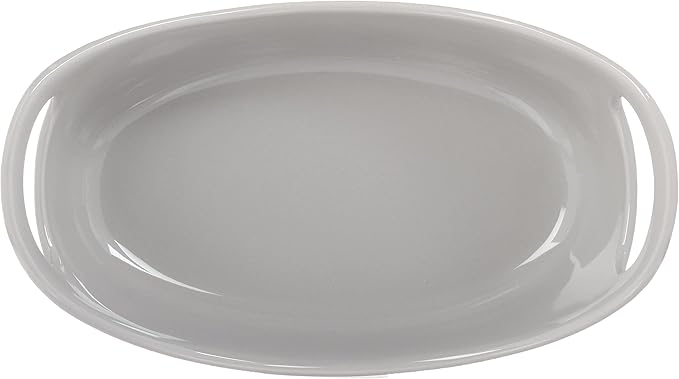Rachael Ray Ceramics Bubble and Brown Oval Baker Set, 2-Piece, Light Sea Salt Gray -