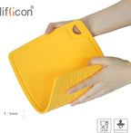 Liflicon Thick Cutting Boards for Kitchen Silicone Chopping Board Set of 2 Mid 12.6'' x 9.1”,Mini 9.1”x7.1” Non-slip Deep Drip Juice Groove Easy Grip Handle,Dishwasher Safe-Yellow