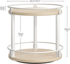 YATINEY Lazy Susan Organizer, Rotating Spice Rack, 2 Tier Spice Turntable Organizer, Industrial Turntable Spice Holder, for Kitchen Countertop, Compact and Versatile, White and Light Oak SR22WG