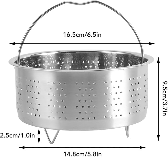 TOPINCN Steam Basket, Stainless Steel Steam Basket with Handle Sugar Removal Rice Cooker Insert Steaming Rack Steamer Cookware Steamer for Cooking (16.5cm)
