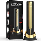 Rechargeable Electric Wine Opener with Charging Base & Foil Cutter, Automatic Corkscrew for 60 Bottles, Luxury Christmas White Elephant Gift for Wine Lovers Women Men - Gold & Black