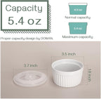 DOWAN Ramekins with Lids 4 oz Oven Safe, Creme brulee Souffle Dishes Ramekins with Covers, Porcelain Small Bowls for Baking Custard Cups, Set of 6, White