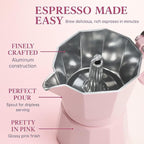 HARIRA 9 Cup Stovetop Espresso Maker Italian & Cuban Style Coffee Pot, Durable Aluminum Moka Pot with Ergonomic Handle, Rich Aromatic Brew, Pink Coffee Maker for Home or Travel