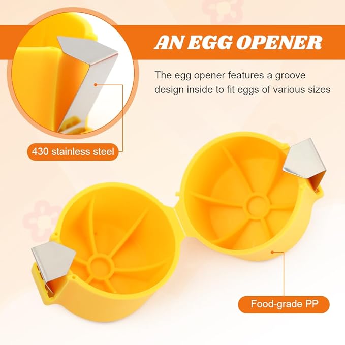 3pcs Egg Shell Opener & 1 Egg Separators,Handheld Egg Cracker Tool for Rawegg,Eggshell Cutter Hard Boiled Egg Breaker Yolk White Separator for Cooking Camping Kitchen Gadget