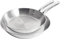 T-Fal Gourmet 11" & 12" Stainless Steel Pan Set, Induction Compatible, Dishwasher Safe, Oven Safe to 500°F, Skillet Set, Frying Pans, Silver