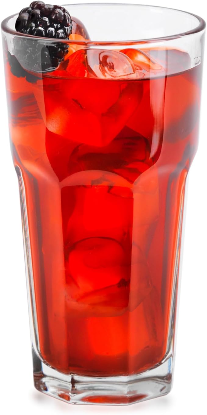 Libbey Gibraltar DuraTuff Drinking Glass Drinking Cup Set, Iconic Heavy Base Bar Glassware hick Drinking Glasses Set of 12, 16-Ounce Cooler Glasses