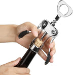 KORCCI Wine Opener, Heavy-Duty Zinc Alloy Wing Corkscrew, Premium Beer Bottle Opener, Multifunctional Wine Accessories with Ergonomic Handle and Sharp Screw, for Kitchen, Bar, Restaurant (2PCS)