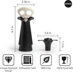OTOTO New Spookelier Wine Saver Pump and 3 Wine Stopper - Wine Bottle Stoppers for Wine Bottles, Wine Stoppers Vacuum, Spooky Goth Accessories, Fun Skull Halloween Goth Kitchen, Goth Gifts Gadgets